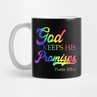 God Keeps His Promises Psalm 105:8 Christian Rainbow Religion Saying Mug